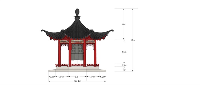 传统中式钟亭设计su模型