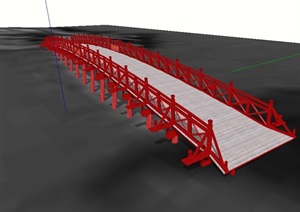 中式详细的过河景观桥设计SU(草图大师)模型