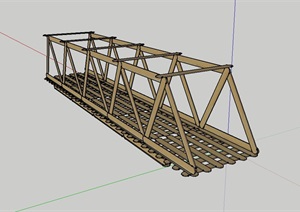木质详细的过河桥SU(草图大师)模型