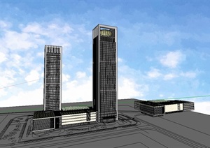 陆家高层办公建筑大楼设计SU(草图大师)模型