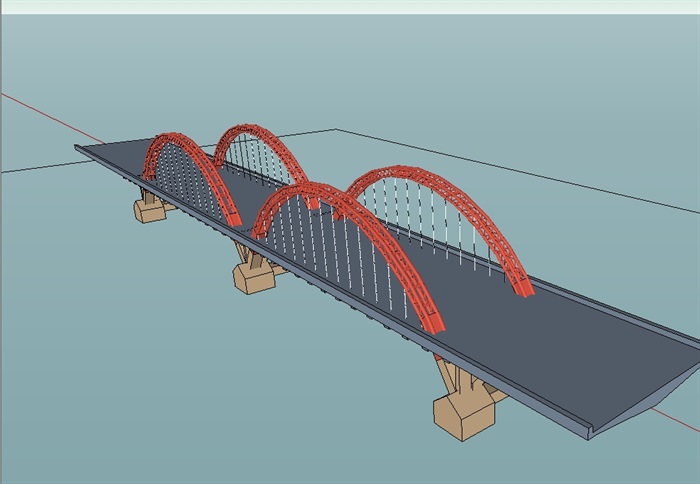 现代风格详细完整的交通桥设计3d模型(2)