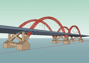 现代风格详细完整的交通桥设计3d模型