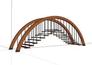 现代独特创意景观桥设计SU(草图大师)模型
