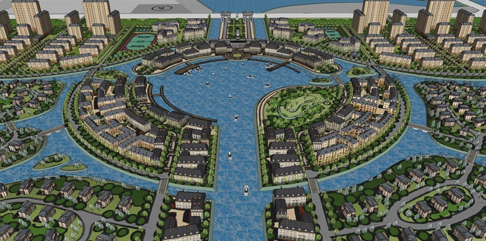 某滨水住宅小区规划设计su模型