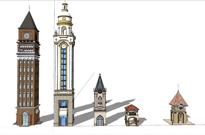欧式钟塔楼设计su模型