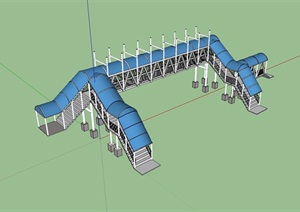详细的园林景观园桥设计SU(草图大师)模型