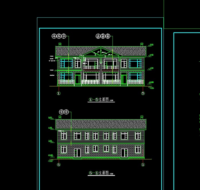 某欧式详细完整的别墅建筑cad施工图(2)