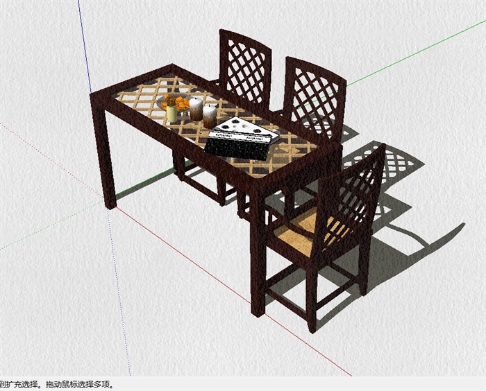 中式餐桌椅SU模型设计(1)