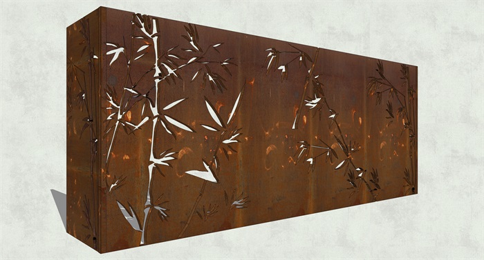 锈钢板（耐候钢板）景墙SU模型