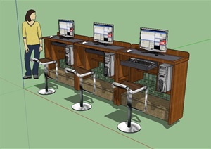 咖啡店电脑上网区SU(草图大师)模型