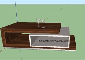 旋转式咖啡桌子茶几SU(草图大师)模型