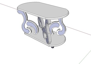 欧式白色咖啡桌SU(草图大师)模型