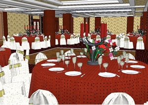 酒店餐饮空间内部设计SU(草图大师)模型