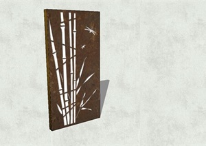 竹子植物镂空景墙SU(草图大师)模型