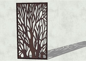 艺术树造型雕花锈钢板SU(草图大师)模型