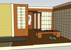 日式茶室室内设计SU(草图大师)模型
