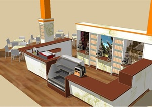 某现代风格咖啡店室内设计SU(草图大师)部分模型