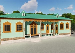 维吾尔族主房住宅建筑SU(草图大师)模型