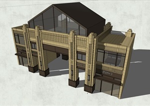 坡屋顶欧式入口大门建筑SU(草图大师)模型