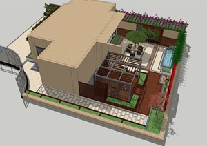 屋顶花园详细完整设计SU(草图大师)模型