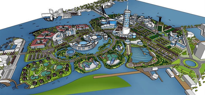 上海某大型水上主题乐园、休闲度假乐园城市设计SU模型