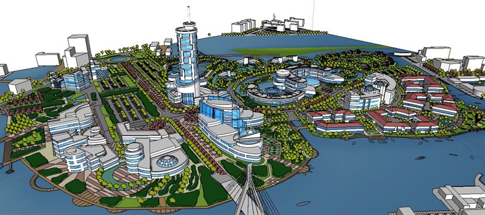 上海某大型水上主题乐园、休闲度假乐园城市设计SU模型