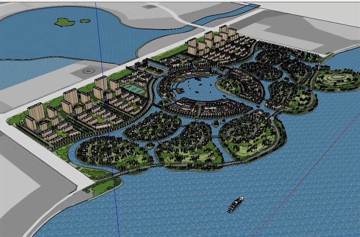 某滨水住宅小区规划设计su模型(2)