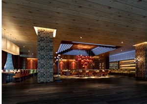 现代室内餐饮空间设计3d模型