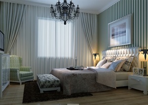 现代简约室内卧室设计3d模型