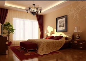 某现代室内卧室空间设计3d模型