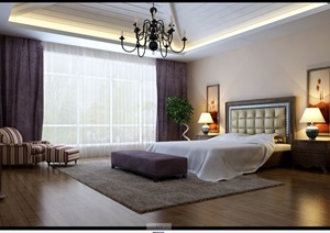 某现代室内住宅卧室装饰空间设计3d模型