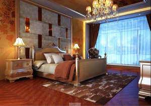 现代室内主卧室空间设计3d模型效果图