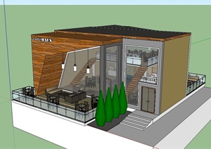欧式透明咖啡厅建筑SU(草图大师)模型