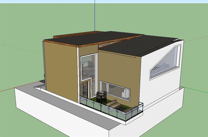 欧式透明咖啡厅建筑SU模型(3)