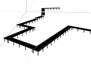 现代钢结构廊架设计SU(草图大师)模型