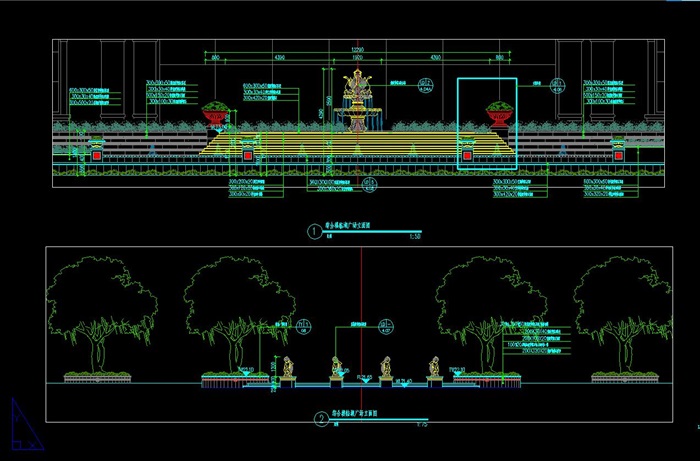 欧式喷泉景观广场CAD施工图