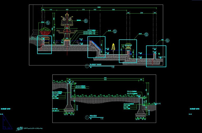 欧式喷泉景观广场CAD施工图