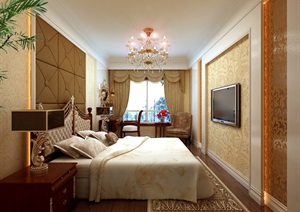 欧式详细完整的室内卧室空间设计3d模型