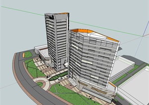 庞大汽车园综合服务办公楼建筑楼SU(草图大师)模型