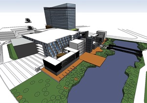 商业办公区建筑楼设计SU(草图大师)模型