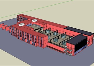 多层学校园整体教学楼建筑SU(草图大师)模型