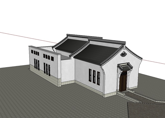 白云餐厅建筑楼设计su模型(3)