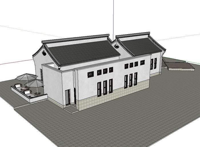 白云餐厅建筑楼设计su模型(4)