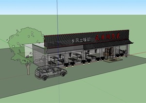 中式风味餐馆餐厅设计SU(草图大师)模型