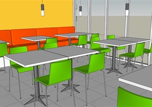 小型餐厅室内SU(草图大师)模型