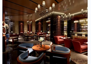 现代风格酒吧空间详细设计3d模型