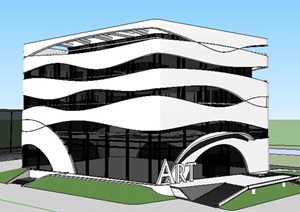 现代创意售楼中心建筑设计SU(草图大师)模型