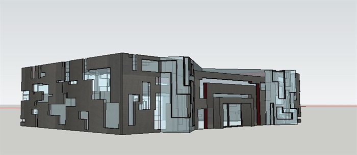 两栋现代售楼中心SU建筑模型(3)