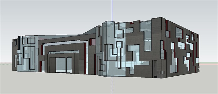 两栋现代售楼中心SU建筑模型(1)