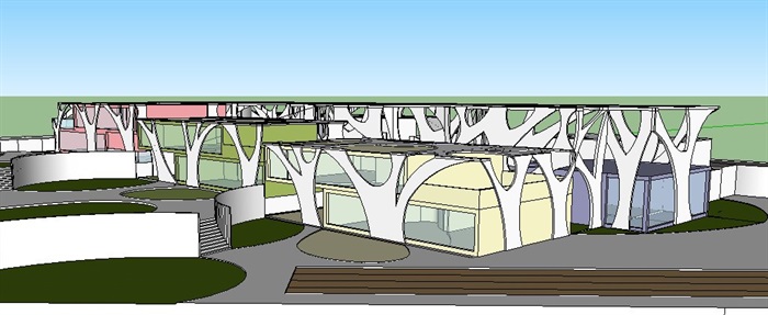 中小学学校教学楼建筑设计SU模型(2)